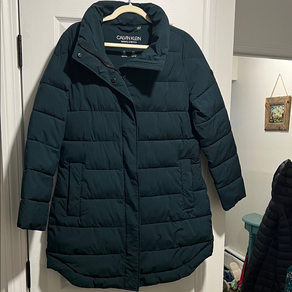 Calvin Klein Women's Dark Teal Green Puffer Jacket Medium M